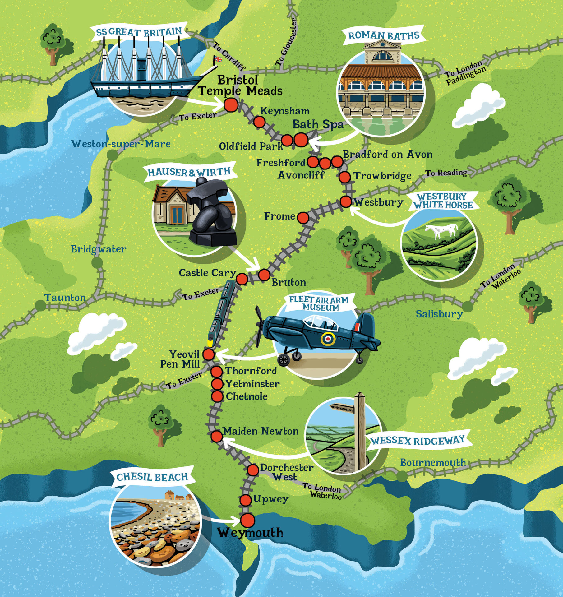 Map of heart of Wessex Line
